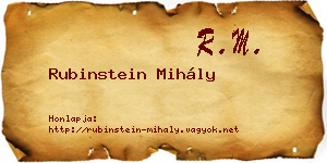 Rubinstein Mihály névjegykártya