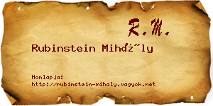 Rubinstein Mihály névjegykártya